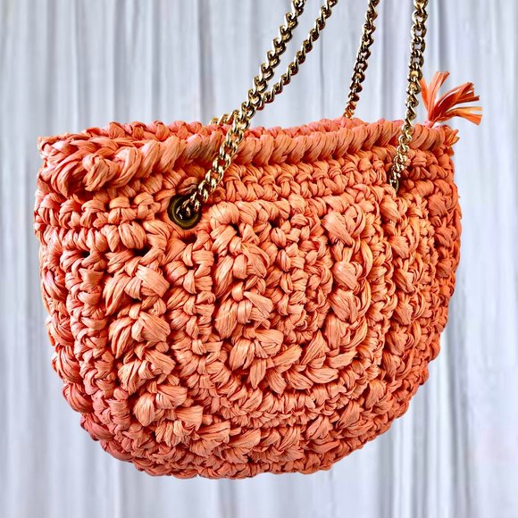 Ritter It's In The Bag Vintage 70’ Handbag Woven Straw Chain Handle Made Italy - Picture 1 of 13